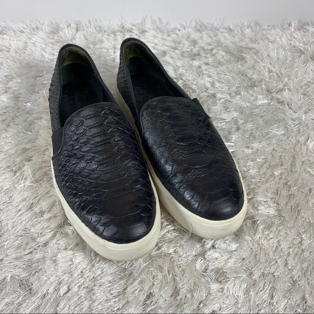 Vince Black Leather Platform Slip On Sneakers Sz 7 Streetwear Hipster